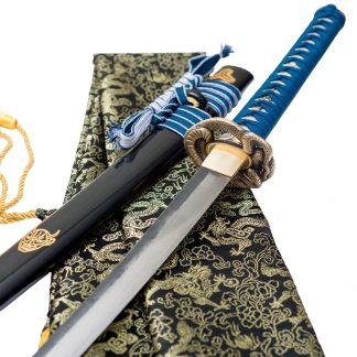 Real Damascus Steel Handmade Katana Replica | Snake Tsuba, Full Tang, Collectible Samurai Sword